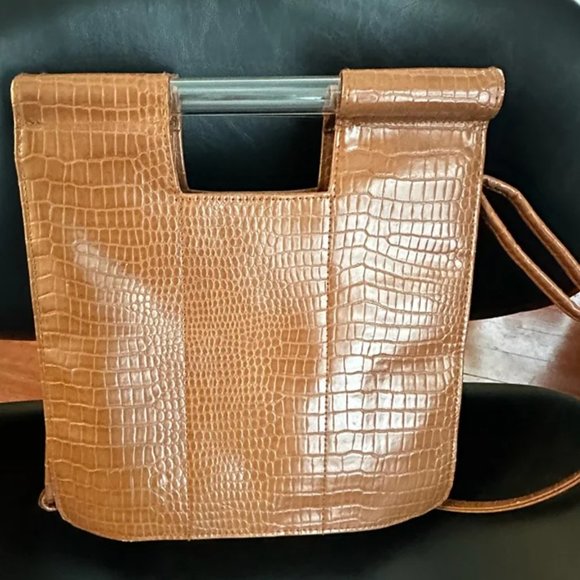 Beis The Crossbody in Cognac Croc - Picture 3 of 11